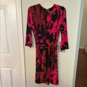 Taylor Vibrant Pink and Black Dress